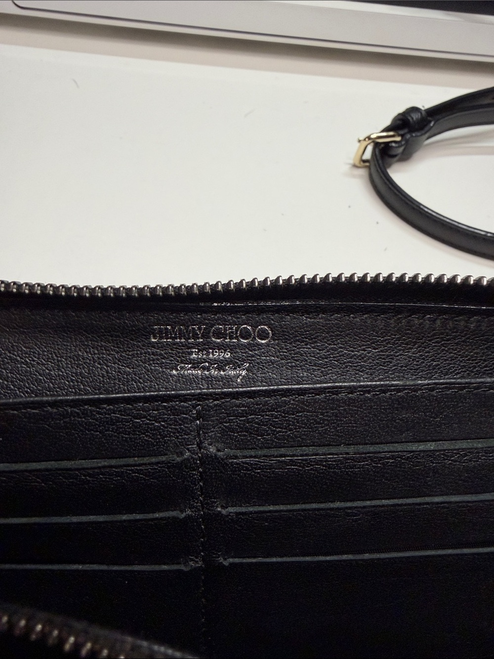 Jimmy Choo Black Leather Star-Studded Zip Wallet - Picture 8 of 9